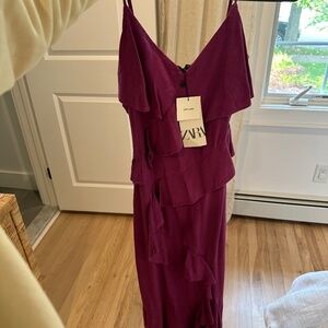 XS Linen Ruffle Midaxi Dress- TAGS ON NEVER WORN